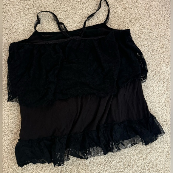 Free People black lace boho ruffle baby doll tank top size small - Picture 2 of 3